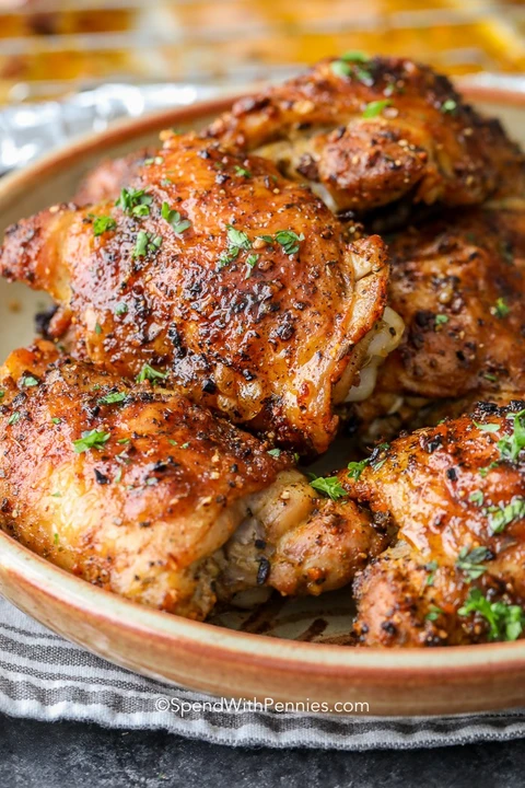 How long do you cook baked chicken thighs?
